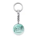 Inspirerende zilveren metalen sleutelhanger met blauwe Walk by Faith edelsteen hanger - Wandelen door Geloof (XSWX9353-8)