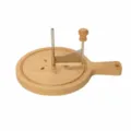Manual wooden cheese curler and chocolate shaver disc rotary slicer detail view - Boxed with Handle