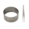 Detailed view of professional stainless steel plating ring mold and tweezers set - Small Accessories