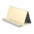 Minimalist 304 stainless steel business card holder for elegant office desk organization - Brushed Gold