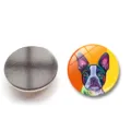 Detailed macro view of a 25mm crystal glass fridge magnet with colorful oil dog painting - Boston Terrier Style ((25MM)XSWX6053-6)