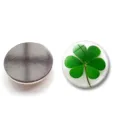 Detailed macro view showing the 25mm four-leaf clover glass magnet front and back - 25mm / Lucky Clover Style 1