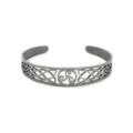 Vintage Viking Celtic knot hollow titanium steel cuff bangle bracelet with triskele motif - Triskelion Style / Antique Silver