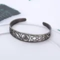 Retro vintage Viking Celtic knot Valknut hollow titanium steel cuff bracelet for men - Celtic Trinity Knot Style / Antique Silver