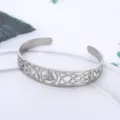 Retro Viking Valknut symbol and Celtic knot hollow stainless steel cuff bangle bracelet - Celtic Trinity Knot Style / Silver