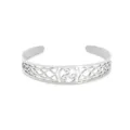 Elegant vintage Celtic knot triskele open cuff bracelet made of silver-tone titanium steel - Triskelion Style / Silver