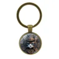 Portachiavi gatto steampunk con ingranaggi vintage e cappello - Stile Gatto Steampunk (XSWX9412) / Bronzo Antico (XSWX9412)