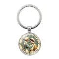 Vintage nurse keychain with The Strongest Hearts Belong To Nurses inspirational quote - Time Gem Nurse Illustration (XSWX9363) / Silver