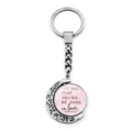 Inspirational moon keychain with rotating In Love biblical quote pendant for bags - 1 Corinthians 16:14 (XSWX9352-9)