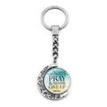 Inspirational rotating moon keychain with Always Pray & Never Give Up quote - Luke 18:1 (XSWX9352-7)