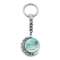 Spinning silver crescent moon keychain with 2 Corinthians 5:7 faith bible quote - 2 Corinthians 5:7 (XSWX9352-8)