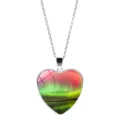 Heart-shaped pendant necklace with colorful aurora glass cabochon - Chain Style / Style 12 (XSWX9361-12)