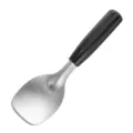 Stainless steel ice cream scoop head and ergonomic black handle detail shot for kitchen use. - Black Handle
