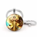 Close-up detail of Libra zodiac time gem keychain with a shiny silver lobster clasp - Libra (XSWX5942)