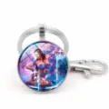 Detailed Aquarius zodiac time gem metal keychain featuring a silver lobster clasp design - Aquarius (XSWX5942)