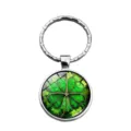 Porte-clés trèfle à quatre feuilles porte-bonheur en verre pour sac et voiture - Style Trèfle Vert Foncé (XSWX6006-7)
