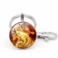 Capricorn zodiac glass cabochon keychain with silver lobster clasp and metal ring - Capricorn (XSWX5942)