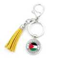 Porte-clés drapeau Palestine avec pompon jaune et fermoir mousqueton sécurisé pour sac - Style Made in Palestine (XSWX6158-13)