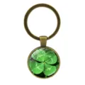 Lucky four-leaf clover time gem keychain with antique bronze finish for car and bags - Clover Style 4 (Antique Bronze-4)