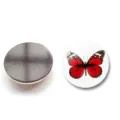 Vue détaillée du motif papillon et de l'arrière magnétique de l'aimant de frigo en verre. - Motif Papillon 6 (XSWX6054-6) / 30mm
