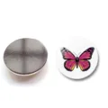 Vue détaillée du motif papillon et du dos magnétique de l'aimant de réfrigérateur - Motif Papillon 4 (XSWX6054-4) / 30mm