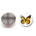 Vue détaillée de l'avant et de l'arrière d'un aimant de frigo en verre papillon - Motif Papillon 3 (XSWX6054-3) / 30mm