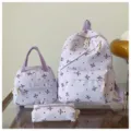 Conjunto de mochila morada de 3 piezas con bonito estampado de lazos, bolso escolar y estuche. - Púrpura