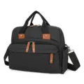 Large capacity black diaper bag with brown accents and quilted front pocket - 02 (32x12x28cm) / Black
