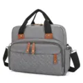Stylish gray multi-pocket diaper bag featuring a quilted pattern and large capacity travel design - 02 (32x12x28cm) / Gray