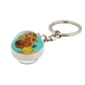Artistic Vincent van Gogh Sunflowers oil painting glass dome keychain with silver metal ring - Sunflowers (XSWX6025-5)