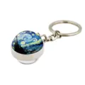 Artistic Vincent Van Gogh Starry Night glass cabochon keychain with silver-toned metal ring - The Starry Night (XSWX6025-1)
