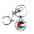 Palestine flag metal keychain with lobster clasp and 'Made in Palestine' glass dome - Made In Palestine Style (XSWX6174-4)