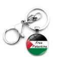 Palestinian flag metal keychain pendant with Free Palestine slogan and lobster clasp - Free Palestine Center Text Flag (XSWX6174-6)