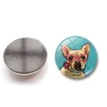 25mm French Bulldog oil painting crystal glass refrigerator magnet showing front and back view - Bulldog with Glasses Style ((25MM)XSWX6053-7)