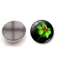 Imán de nevera de cristal redondo con diseño de trébol de cuatro hojas verde, 25 mm - 25mm / Estilo Trébol de la Suerte 9
