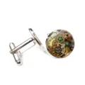Detailed macro view showing mechanical gear pattern and silver cufflink T-bar back - Mechanical Gear Time Gem Style (XSWX6040-1)