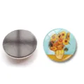 Detailed view of Van Gogh Sunflowers crystal glass fridge magnet with magnetic back side - Sunflowers (XSWX6052-2) / 25mm