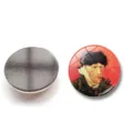 Round crystal glass fridge magnet featuring Van Gogh self-portrait painting art - Self-Portrait with Bandaged Ear (XSWX6052-1) / 25mm