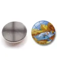 Detailed close-up of Van Gogh glass fridge magnet showing the artistic front and magnetic back - Noon: Rest from Work (XSWX6052-7) / 25mm
