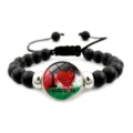 Bracciale regolabile con perline nere bandiera Palestina e cabochon cuore vetro. - Motivo Bandiera a Cuore (XSWX6090-2)