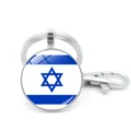 Detail view of the Israel flag glass cabochon keychain featuring a silver lobster clasp - Israel