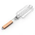 Panier de barbecue en acier inoxydable avec poignée en bois pour cuire des hot-dogs. - Panier à griller les saucisses en acier inoxydable (pliable)