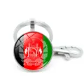 Afghanistan national flag time gem keychain pendant with durable silver lobster clasp - Afghanistan Style