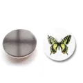 Gros plan d'un aimant de réfrigérateur en verre cristal papillon coloré avec aimant - Motif Papillon 10 (XSWX6054-10) / 30mm