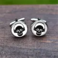 Fashionable skull with headphones glass dome cufflinks for men's silver French shirts - Skull Headphones (5HXK0108-1)