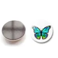 Aimant de réfrigérateur décoratif en verre cristal papillon coloré avec support magnétique - Motif Papillon 9 (XSWX6054-9) / 30mm