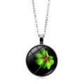 Collar con colgante de cúpula de vidrio de trébol de cuatro hojas con cadena plateada - Plateado Estilo 9 (XSWX6009-9)