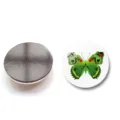Aimant de frigo rond en verre de cristal avec papillon vert et support magnétique - Motif Papillon 12 (XSWX6054-12) / 30mm