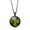 Collar trébol de cuatro hojas con cadena negra y colgante de cristal - Estilo 6 (XSWX6009-6) / Negro
