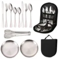 Portable stainless steel outdoor tableware set camping travel barbecue knife fork spoon kit - Outdoor Silver 11-Piece Set (Teaspoons)